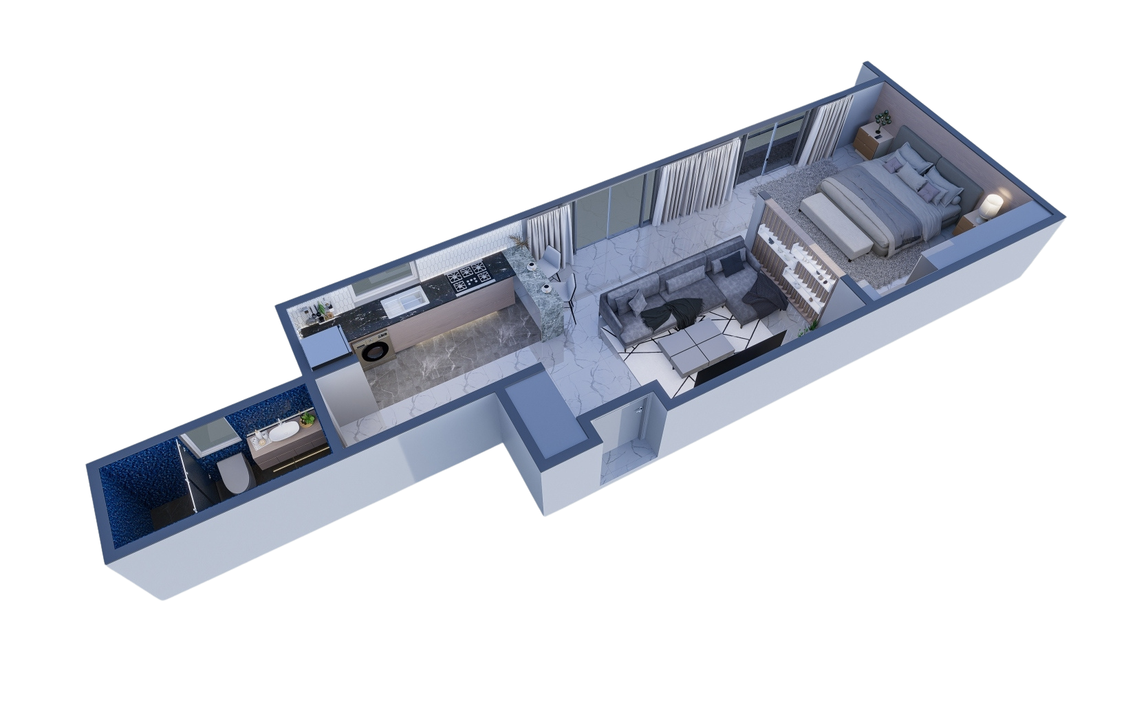 One bedroom 3D cutout - second design